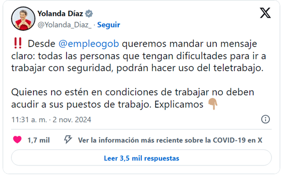 DANA - Exención acudir al trabajo